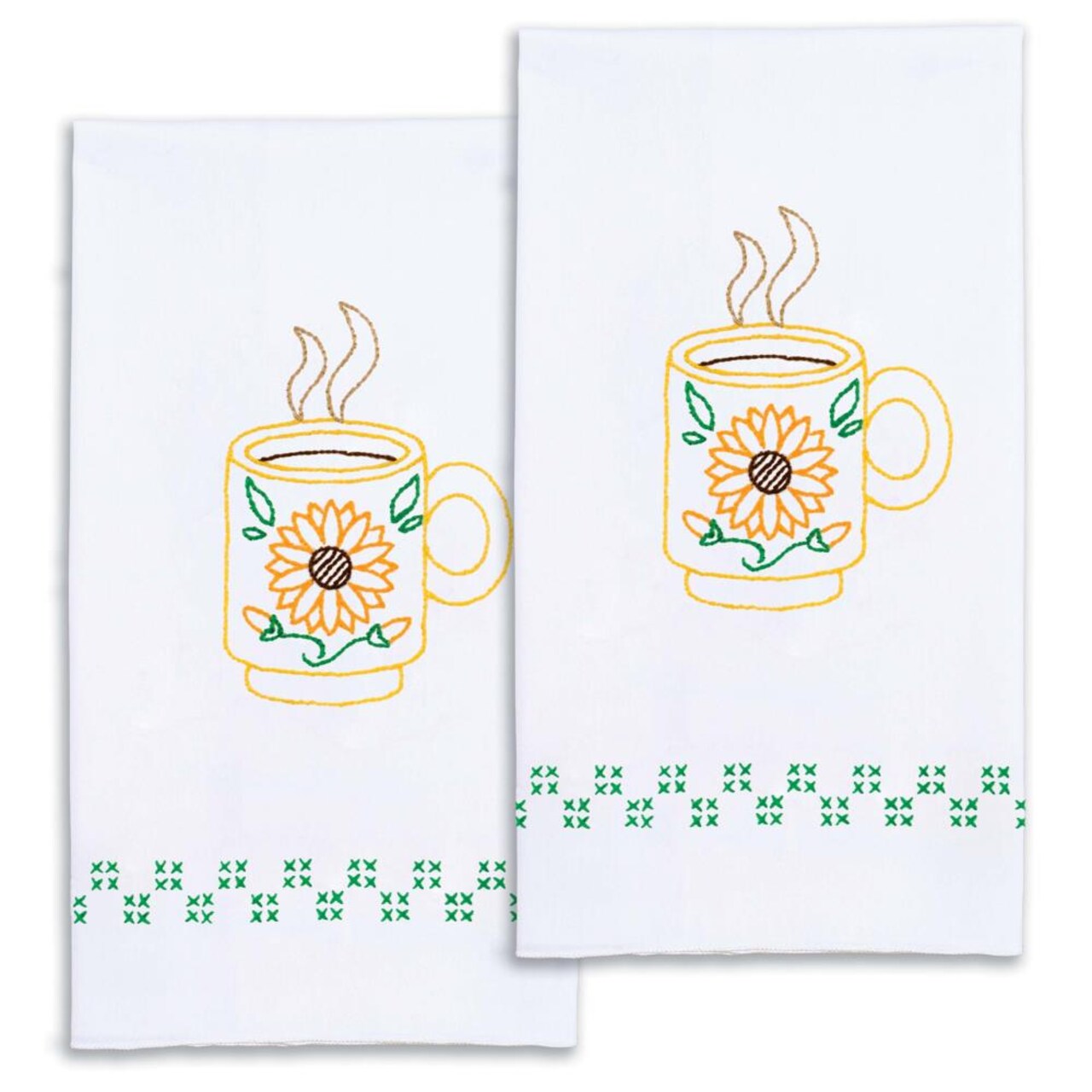 DIY Dempsey Sunflower Cup Stamped Embroidery Guest Hand Towel Kit